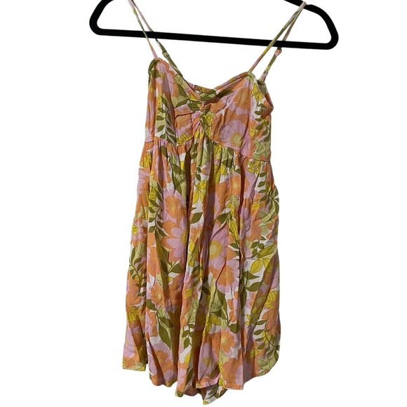 Billabong Excellent Condition Floral romper/Sundress in Pink and Yellow size XS - Picture 1 of 7